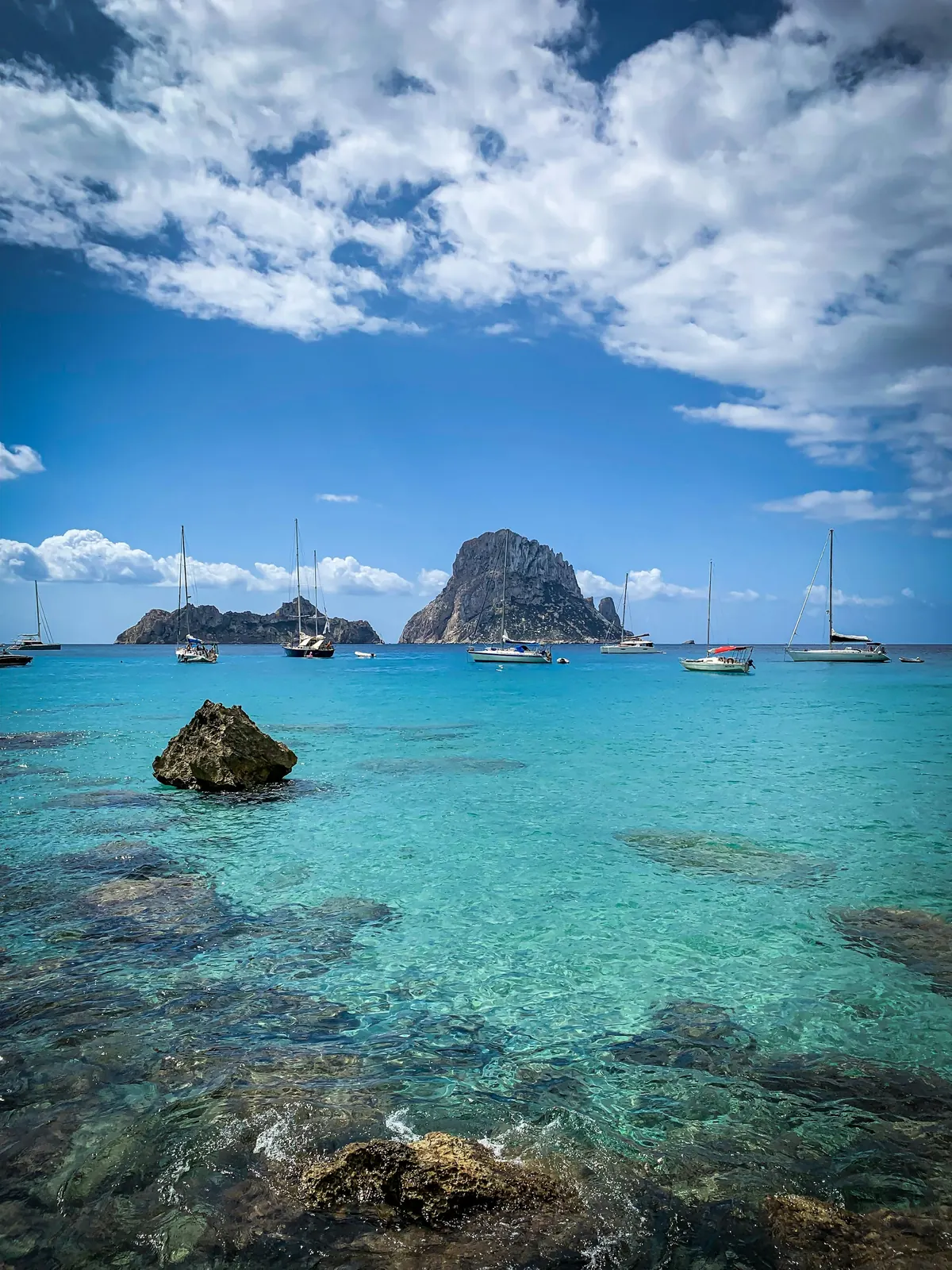 Yachts anchored off the island of Es Vedra